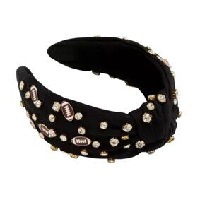 Game Day Football Embellished Charms Knotted Black Headband